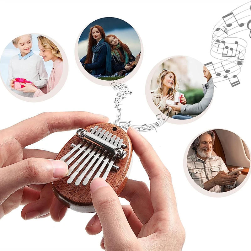 Description Picture 5 of itemNewest 8 Key Mini Kalimba Thumb Piano Wooden/Acrylic Small Wearable Musical Instrument Pendant Mbira Finger Piano For Adult Kids