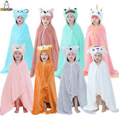 MICHLEY Cute Hooded Baby Bath Towels Super Soft Bathrobe Shower Warm Sleeping Swaddle Blanket For Boys Girls Kids Toddler 0-9T