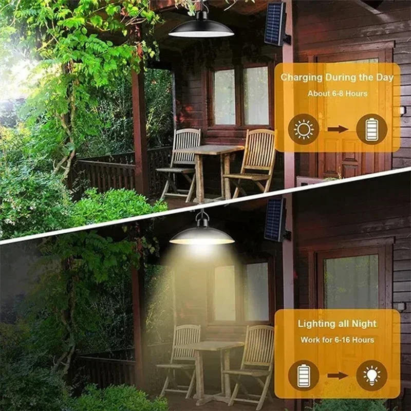 Description Picture 3 of itemSolar Pendant Light Outdoor Waterproof LED Lamp Double-head Chandelier Decorations with Remote Control for Indoor Shed Barn Room