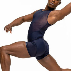 Men Undershirts Leotard Mesh Patchwork Slip Seamless Quick Drying Breathable Bodysuits Yoga Wrestling Singlet Underwear Jumpsuit
