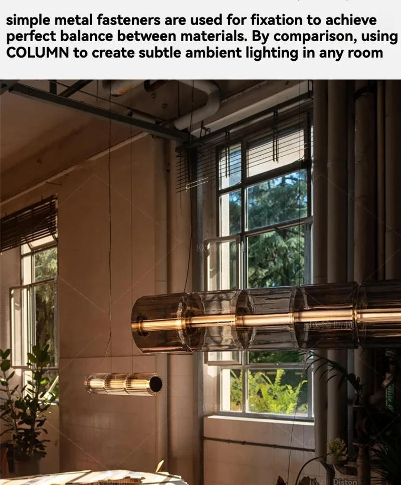 Description Picture 3 of itemItalian Designer New Light Luxury Living Room Floor Lamp White Smoke Gray Bamboo Vertical Light Bedside Atmosphere Table Lamp