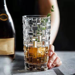 330ml/410ml Wine Glass Weave Patterns Colin Cup Cocktail Rocks Glasses Tumblers Transparent Coffee Cups Household Beverage Cup