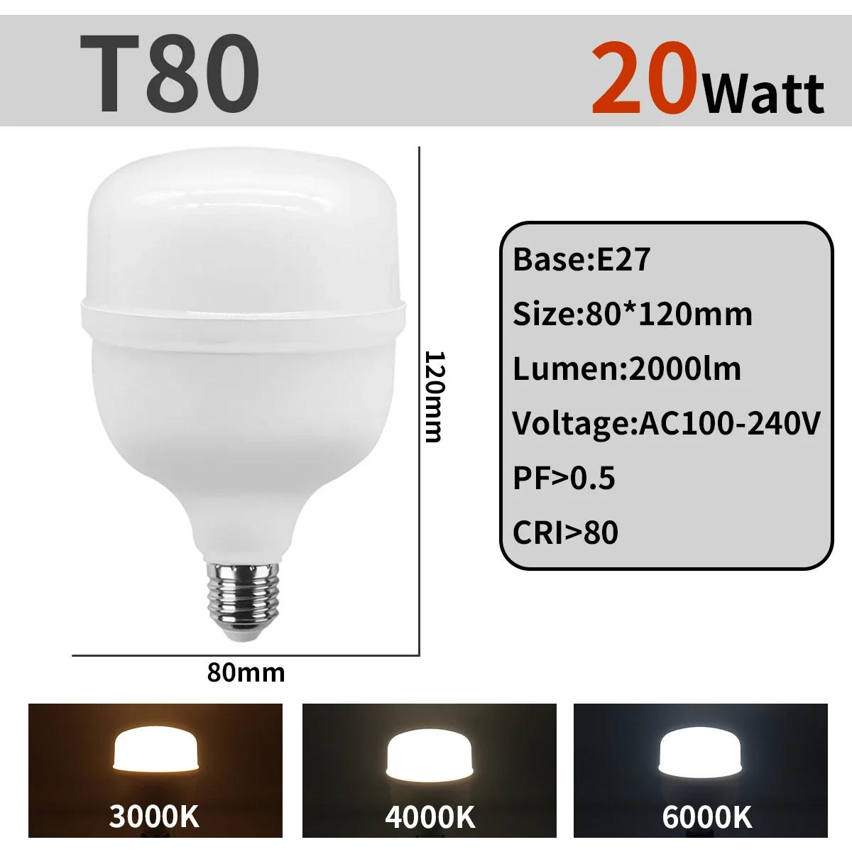 Description Picture 5 of item5pcs Super bright LED Bulb 50W 20W 30W 40W AC 110V 220V E27 LED lamp Bulb LED Light Bombilla Lighting Lamp for home derection