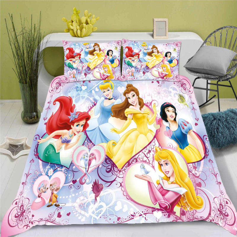 Description Picture 2 of itemDisney Princess Series 100% Polyester Bedding Set Duvet Cover For Home 3-Piece Set 1 Quilt Cover Anime Cute Printed Cartoon