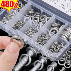 Stainless Steel Spring Lock Washers Metal O Rings Flat Gaskets Set Fasteners Hardware M2 M2.5 M3 M4 M5 M6 M8 M10 Assortment Kits