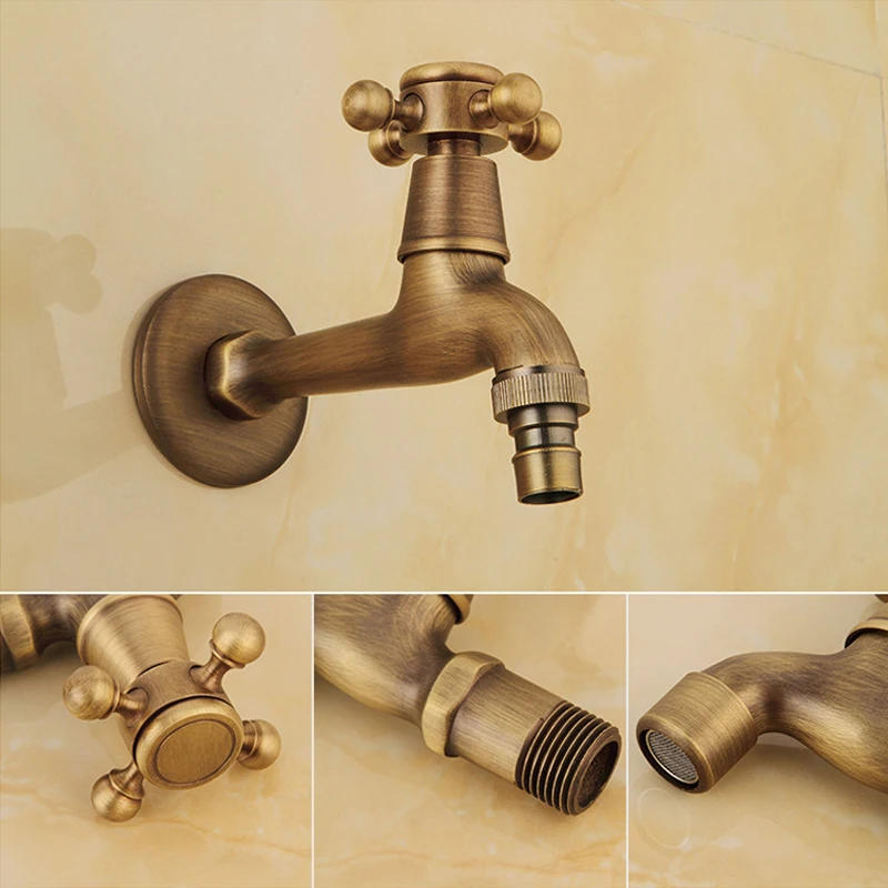 Description Picture 4 of itemAntique Brass Wall Mount Pool Tap Cold Water Faucet Bathroom Accessories Outdoor Sink Garden Taps Decorative Laundry Bibcock