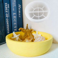 20cm Round Cement Bowl Flowerpot Mold Terrazzo Concrete Candle Cup Vessel Silicone Mold Epoxy Resin Clay Large Bowl Storage Tray