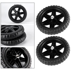2Pcs Flat Free Tire Rubber Caster EVA Replacement Tire High Qualiy Burst Black