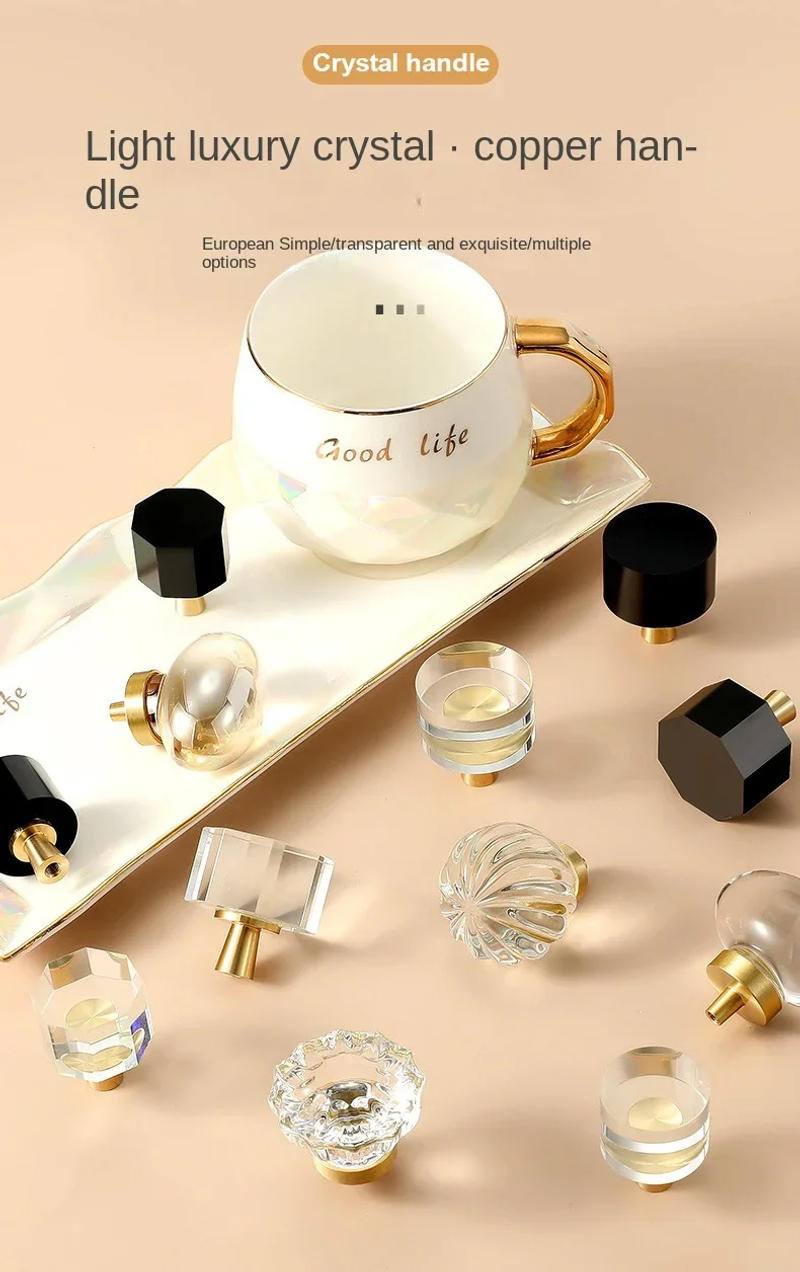 Description Picture 2 of item1PC Crystal Knobs of Furniture Cabinet Pulls Brass Kitchen Dresser Cupboard Drawer Knob Door Handle Furniture Hardware