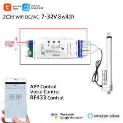 DC 5V 12V 24V 32V 2 Channel WIFI Tuya Smart Life Motor Controller Smart Home,RF433 Remote,2CH Pulse Relay for Alexa Google Alice