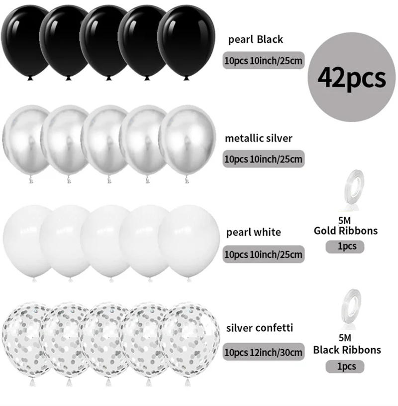 Description Picture 6 of item42pcs 12inch Gold Black White Confetti Latex Balloons Birthday Party Decorations Kids Adult Wedding Graduation Globos Supplies