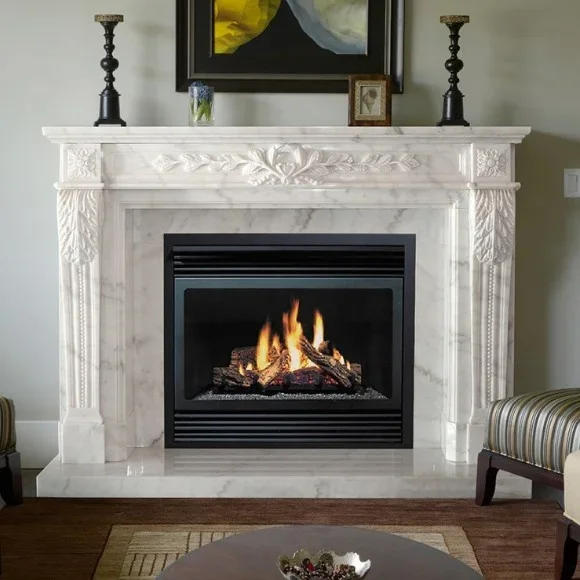 Description Picture 2 of itemMarble Fireplace SetNatural Stone Modern  MarbleMantels Surround Decorative Freestanding Fireplace Polished