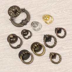 Auxiliary Ring Pattern European Style Retro Bronze Handles Wardrobe Pulls Single Hole Furniture Knobs