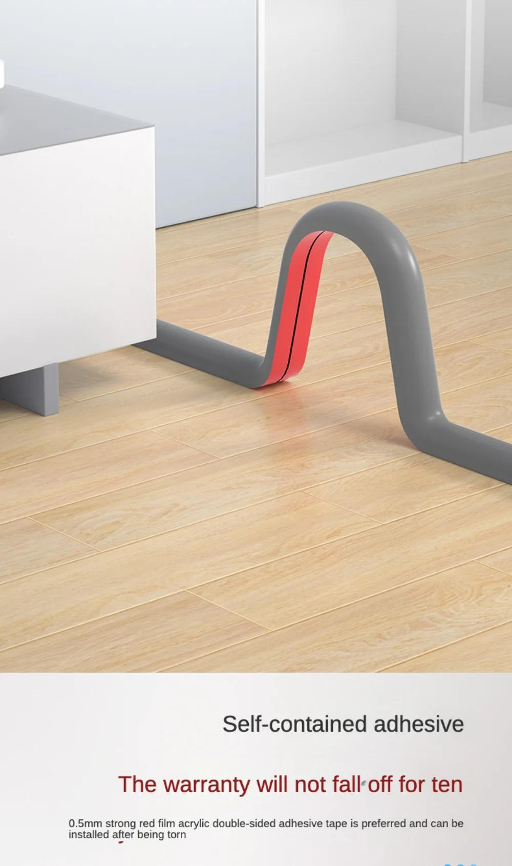 Description Picture 6 of itemFloor Cable Cover PVC Cord Protector Self-Adhesive Power Cable Protector Extension Electric Wire Duct Slot Cable Manage