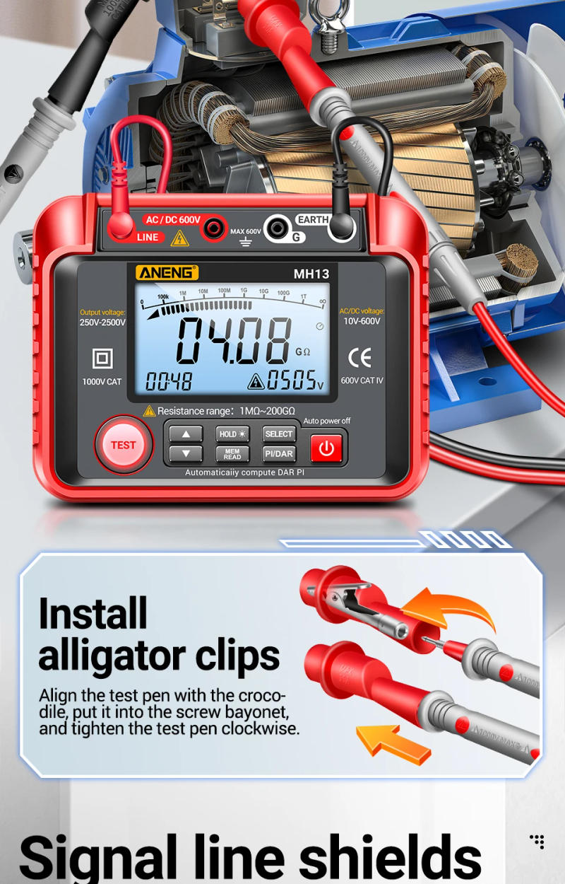 Description Picture 5 of itemANENG MH13 Digital Multimeter High Voltage Megometro Insulation Earth Resistance Meters Tester Megohmmeters Meter Tester Tools