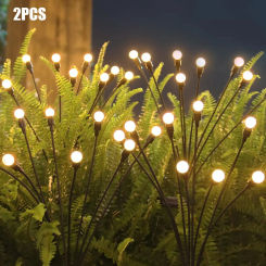 2 Pack 8 LED Solar Powered Garden Lights Firefly Lights Outdoor Waterproof Vibrant Swaying Lights for Patio Pathway Decoration