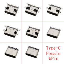 10Pcs USB Type C Female 6 Pin Charging Port Connector SMD SMT PCB Soldering DIY Repair Charging Jack 6 Pin USB-C Socket Adapter