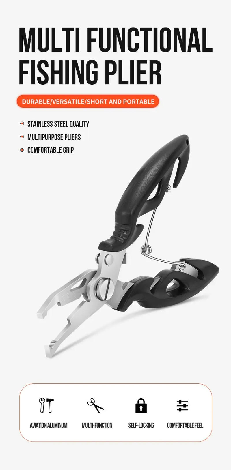 Description Picture 2 of itemMultifunctional Curved Mouth Road Sub Pliers Cutting Lines Uncoupling Fish Hooks Opening Coils Outdoor Fishing Tools Plier