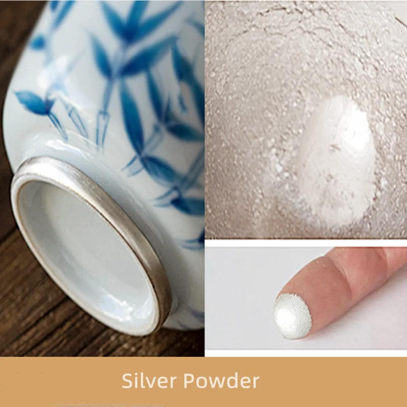 Description Picture 4 of itemCeramic Overglaze Color Gold Silver Powder Jingdezhen Ceramic Painting Gold Border Color Painting DIY Ceramic Coloring Pigment