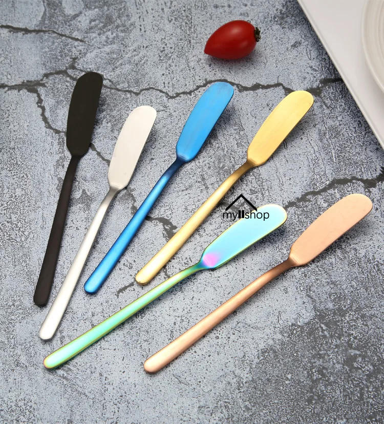 Description Picture 2 of item1pcs Butter Knife Cheese Cutter Stainless Steel Cheese Dessert Knife Cream Wipe Cream Bread Jam Tools Kitchen Gadget Knives