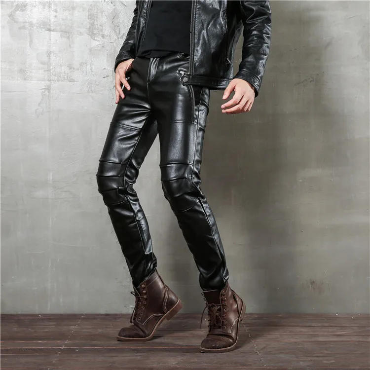 Description Picture 6 of itemMens Imitation Leather Pants Punk Tight Long Leggings Mens Party Micro Elastic Motorcycle Pants for Men