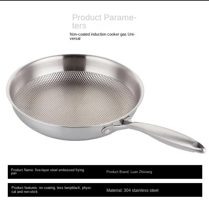 Description Picture 4 of itemFrying Pan 304 Stainless Steel Skillet 28/30cm Non-stick Pan NO-coating Eggs Steak Frying Pot Use Gas and Induction Stove Woks