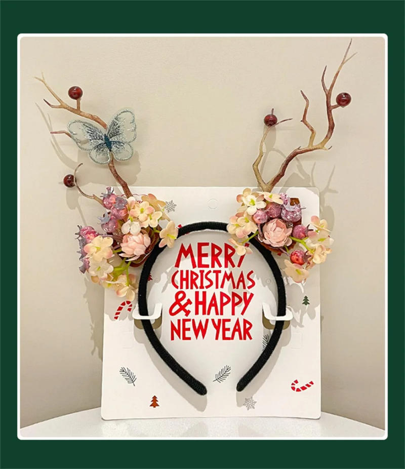 Description Picture 4 of itemChristmas Antlers Deer Christmas Headbands Cosplay Head Dress Christmas Costume Xmas Decoration Reindeer Ornaments Props