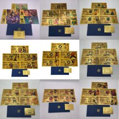 Mix styles Japanese Anime Gold Plastic Banknote manga game card 24k Gold Plated cartoon ticket For Collection