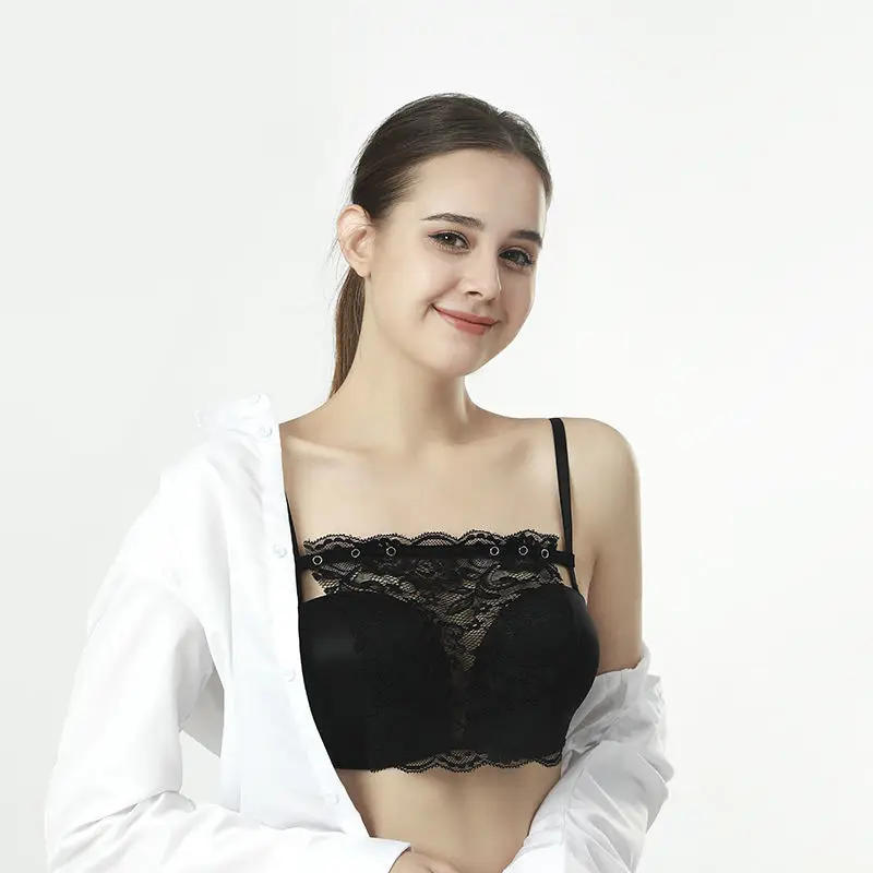 Description Picture 3 of item3pcs Lace Invisible Bra Privacy Cleavage Cover Underwear Anti Peep Brassiere Seamless Wrap Chest Strapless Lingerie Tube Tops