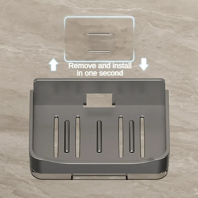 Description Picture 5 of itemBathroom Soap Holder Free-Punching Wall Mounted Soap Sponge Holder Organizer Double Drainage Soap Dish Bathroom Accessories