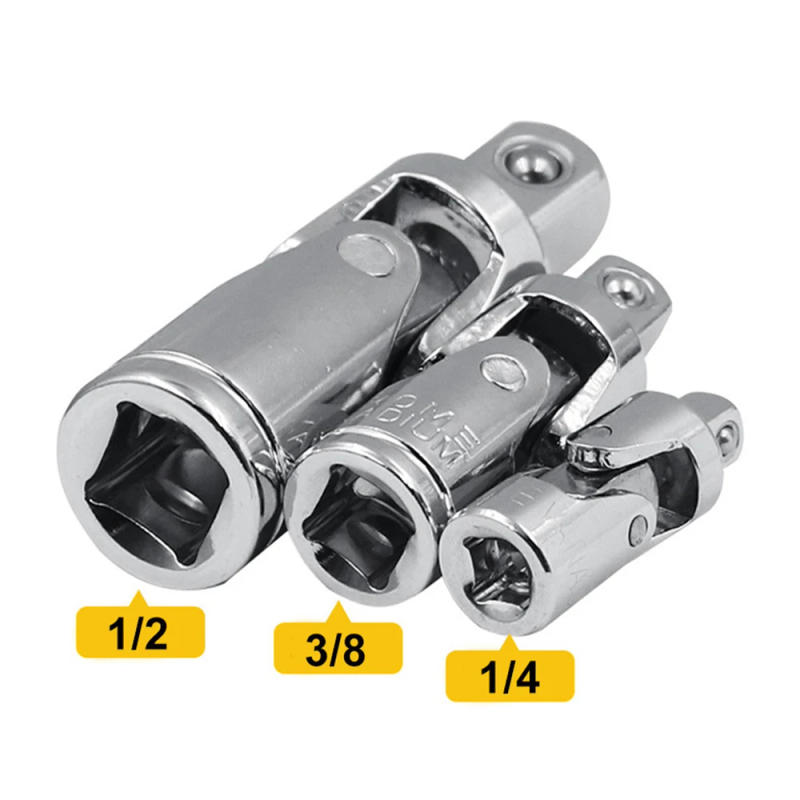 Description Picture 3 of item1/2 1/4 3/8 Inches Chrome Universal Joint Adapter Converter Drive Socket Wrench Adapter Wrench-sleeve Joint Converter Hand Tool
