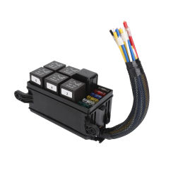 12V Fuse and Relay Box Kit 6Pcs 4 Pin Relays for Bosch Style 11Pcs Fuses for Automotive Marine Engine