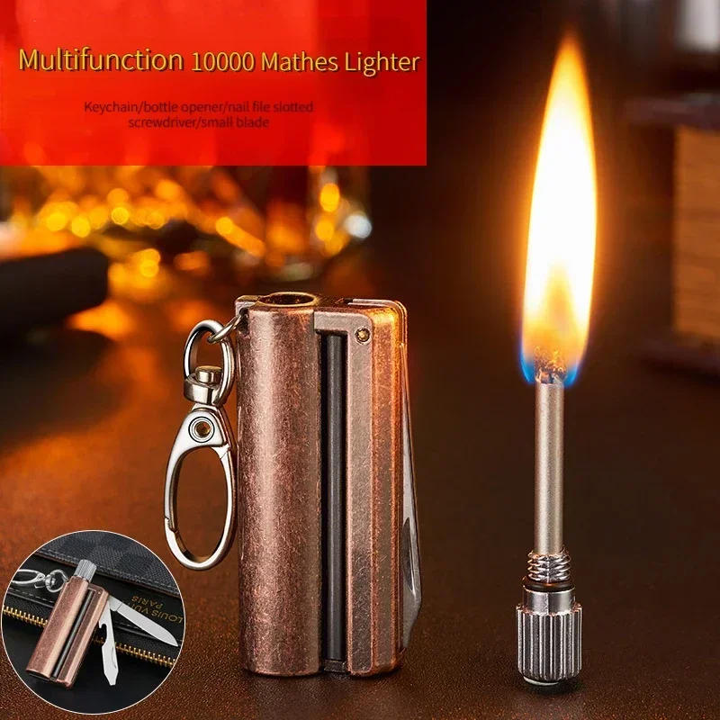 Description Picture 2 of itemMultifunction 10000 Match Wholesale LighterCreative Key Pendant Outdoor Portable Kerosene Flint Cigarette Accessories Men's Gift