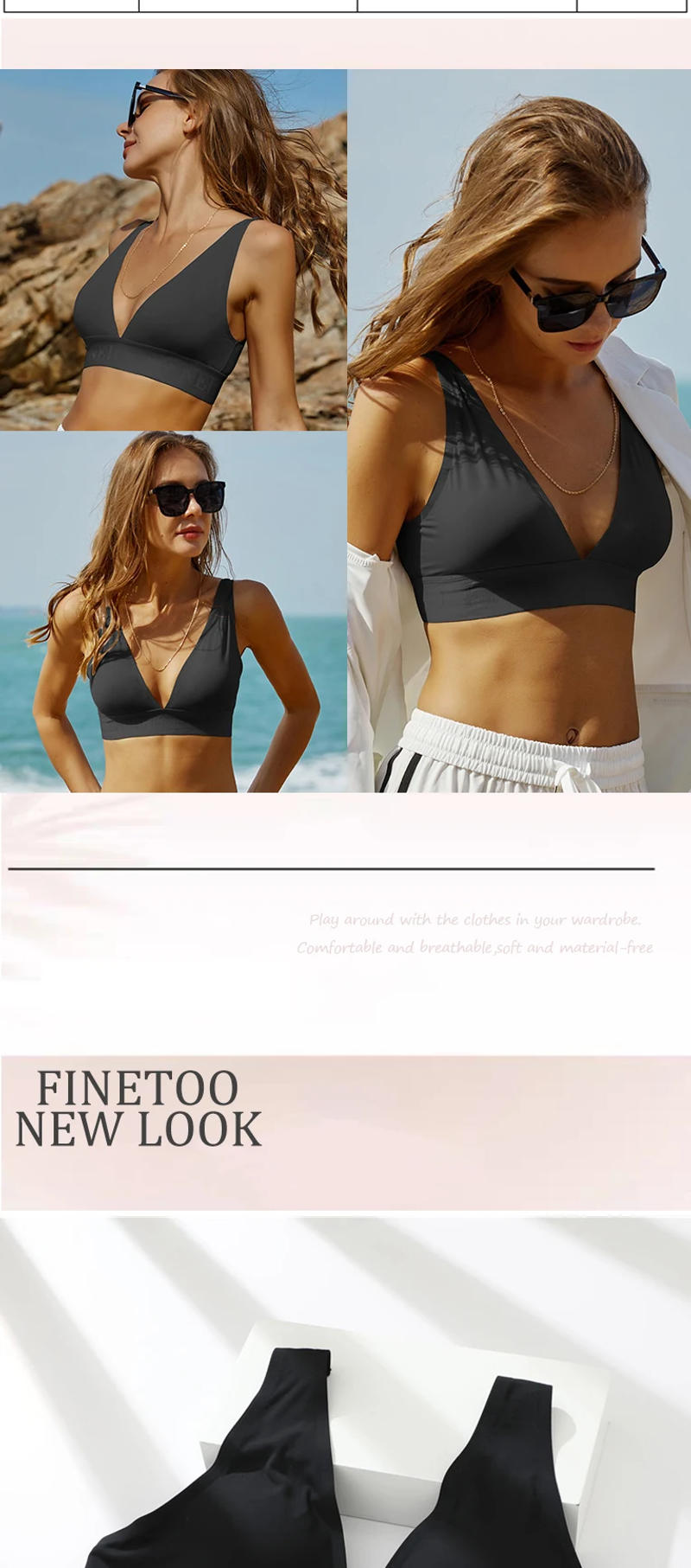 Description Picture 6 of itemDeep V Seamless Bras Sexy Push Up Padded Underwear for Women Female Wireless Plus Size Tops Ladies Invisible Bralette Lingerie