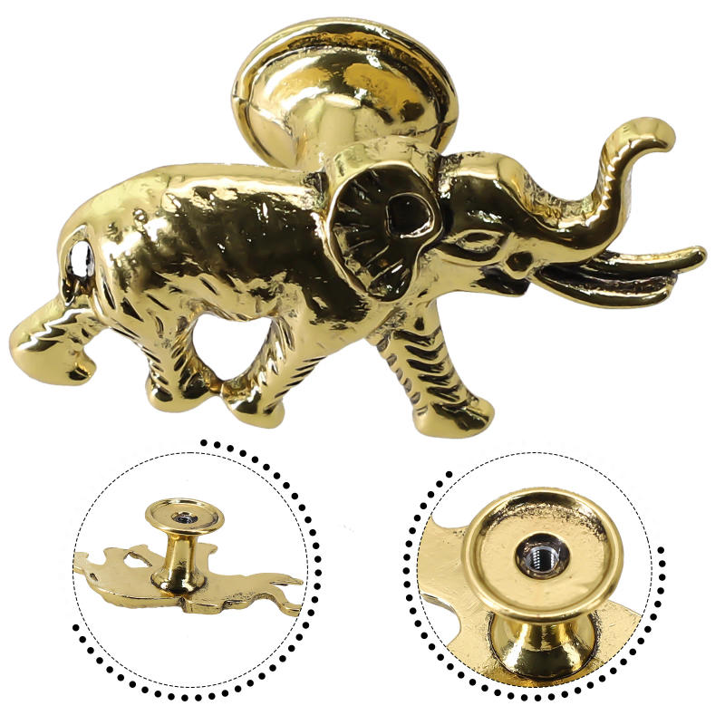 Description Picture 2 of item1pc Handle Pull For Cabinet Drawers Elephant Shape Wardrobe Knob Brass Furniture Door Knobs Handles Cabinet Accessories