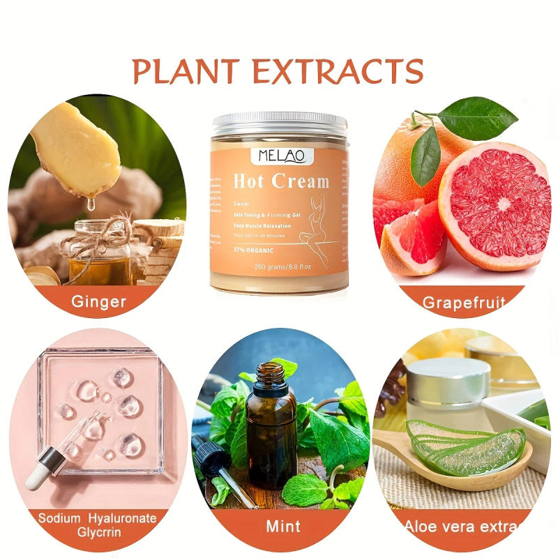 Description Picture 2 of itemMELAO Hot Cream Massage Gel - Natural and 87% Organic Anti Cellulite Slimming Lotion Fat Burning Massage Weight Loss Cream