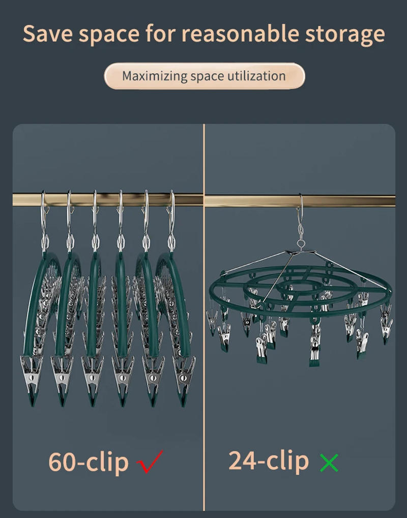 Description Picture 6 of item10 Clips Stainless Steel Sock Clip Pace-Saving Arc Sock Drying Rack Windproof Non-slip Clothes Rack Underwear Clip Towel Hanger