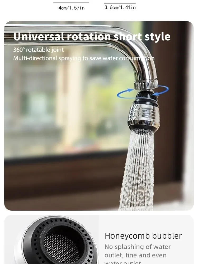 Description Picture 5 of item360 Degree Faucet Anti Splash Head Kitchen Water Saver Universal Rotating Bubbler Filter Nozzle Booster Nozzle Kitchen Tools