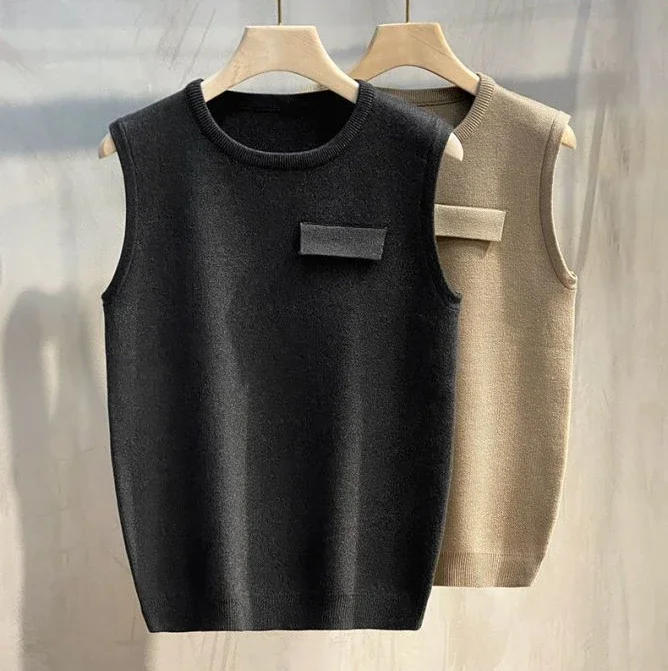 Description Picture 3 of itemKnit Sweater Male Round Collar Crewneck Men's Clothing Vest Smooth Solid Color Sleeveless Plain Waistcoat X Free Shipping Wool A