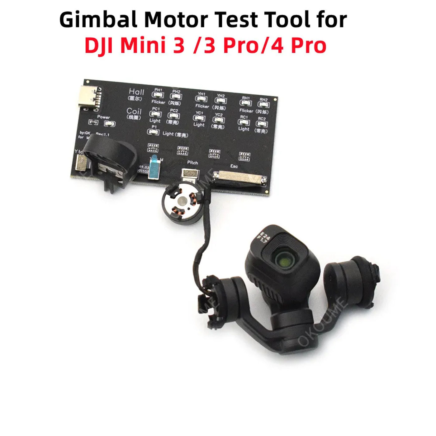 Description Picture 2 of itemGimbal Arm Motor Test Tool for DJI Mini 3/3 Pro/4 Pro Drone Camera PTZ Yaw Roll Pitch Motor Empty Gimbal Test Board Spare Parts