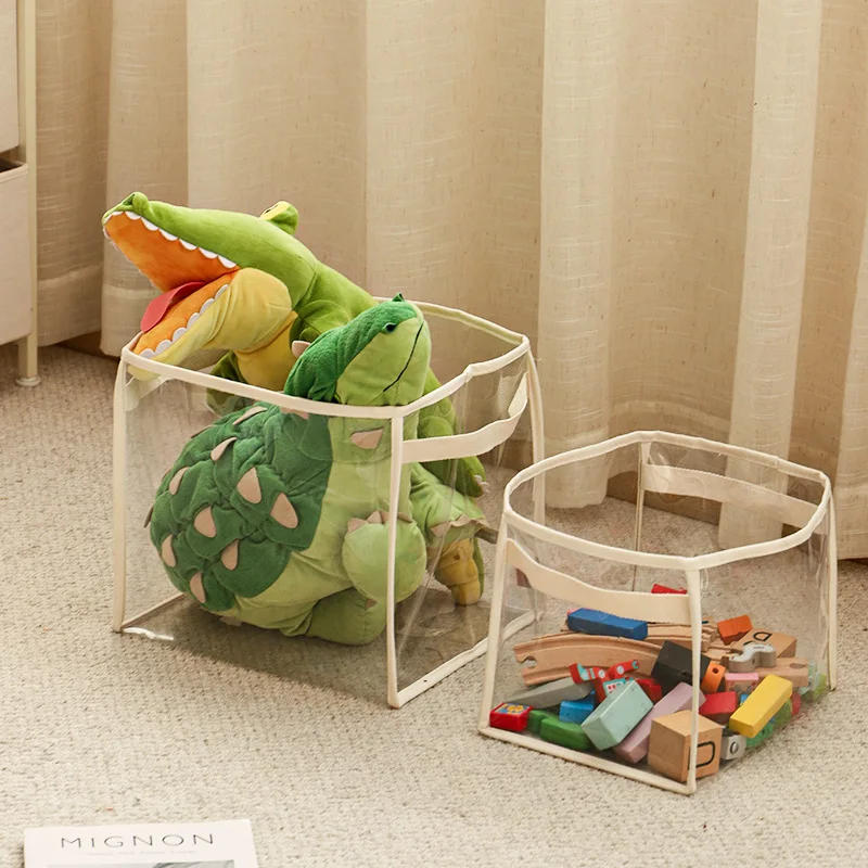 Description Picture 3 of itemFoldable Children's Toys Storage Basket Transparent Organizer for Toys Clothes Books Large-Capacity Household Storage Bag