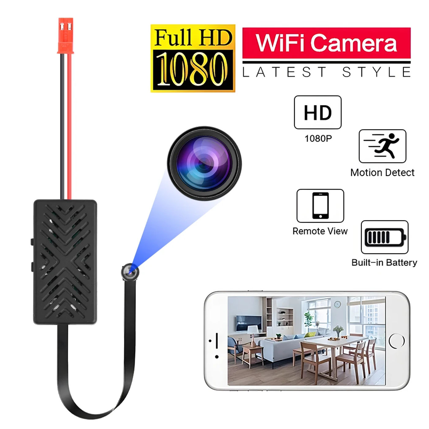 Description Picture 2 of itemMini Camera HD 1080P Wifi Camcorder Portable Wifi Wireless Module Video Record Support Remote View P2P 90 degrees Camera
