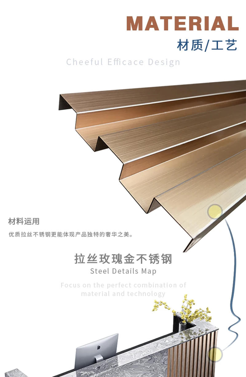 Description Picture 2 of itemHigh Marble Reception Desk Company Front Counter Reception Desk Stainless Steel Customization Comptoir Magasin Furniture Counter