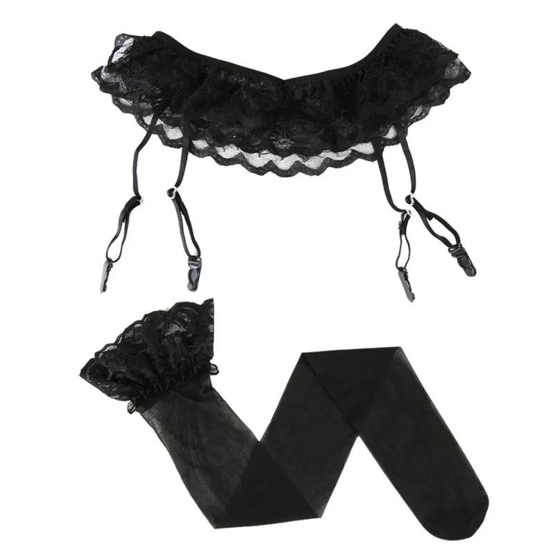 Description Picture 4 of itemWomen Sexy Lace Top Thigh-Highs Hot Leggings Stockings Fashion Socks+Suspender Garter Belt
