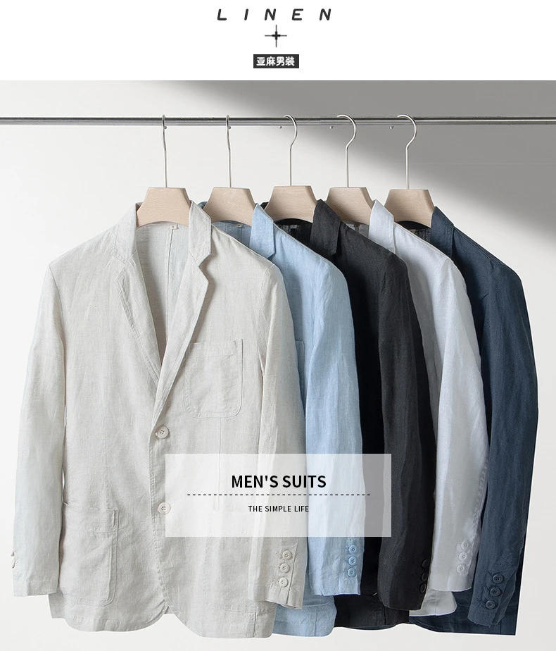 Description Picture 2 of itemHigh-end New Linen Suit Men's Loose Casual Jacket Large Size One-button Suit Korean Style Slim