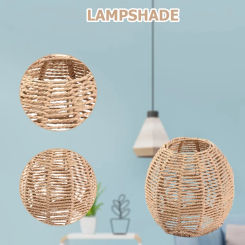 Simulated Rattan Lamp Cover Vintage Chandelier Lamp Shade Handmade Woven Lamp Shade for Living Room Bedroom Hotel Restaurant