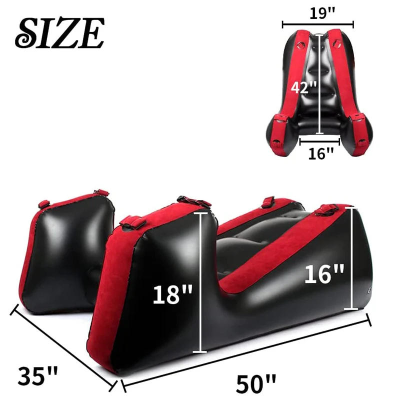 Description Picture 5 of itemLove Seat Pillow For Positions Inflatable Seats Pillow For Couple Pvc Furniture Inflatable Portable Fun Exotic Red Sofa Bed