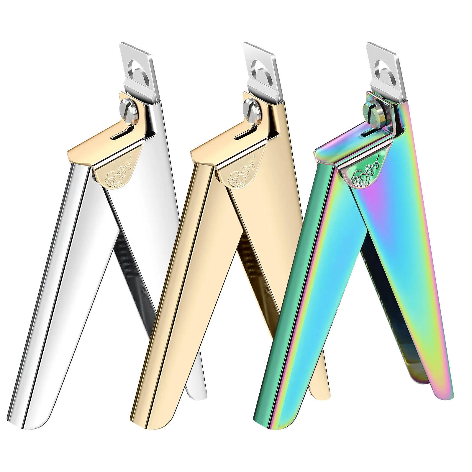 Description Picture 2 of itemProfessional Nail Art Clipper U Word False Tips Edge Cutters Manicure Colorful Stainless Steel Nail Art Tools Use For Magnet