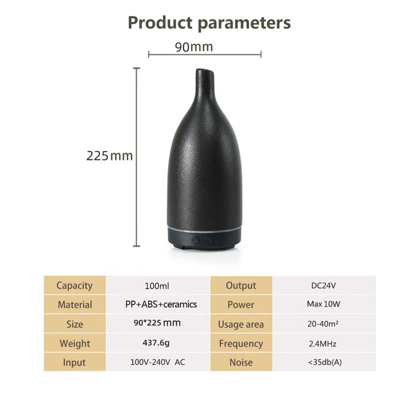 Description Picture 2 of itemCeramic Aromatherapy Machine Ultrasonic Humidifier USB Colorful Lamp Essential Oil Vase Humidifier Aromatherapy Machine 100ml