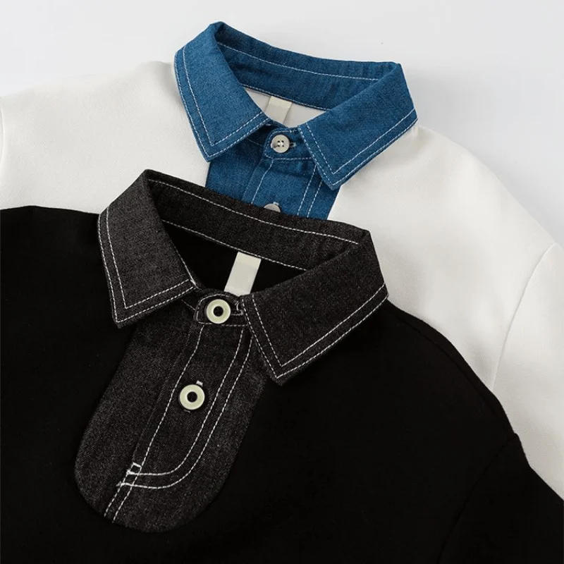 Description Picture 6 of itemBaby Girl Boy Solid Color Hoodie Infant Toddler Child Turn Down Collar Top Autumn Long Sleeve Pullover Baby Clothes 12M-5Y